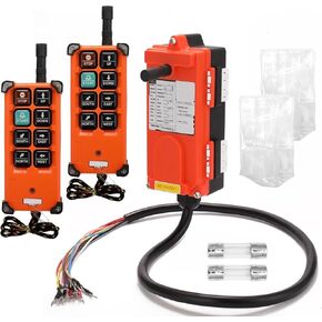 Wireless Crane Remote Control, 2X 8-Button Transmitter + 1x Receiver, 12V-72V Industrial Channel Electric Hoist Lift Controller Wireless Switch Transimitter Receiver