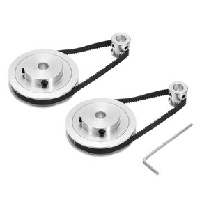 uxcell 2 Set GT-2 Synchronous Wheel 20&80 Teeth 8mm Bore, Aluminum Alloy Timing Pulley Wheel with 2Pcs Length 250mm Width 6mm Belt for 3D Printer, CNC Machine (20-80T-8B-6)