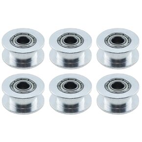 RLECS 6PCS 12x8.5mm GT2 Timing Belt Pulley Silver Aluminium Toothed Timing Belt Idler Pulley Suitable for 3D Printer CNC Milling Machines Gear Shaping Machines