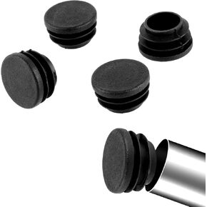 20 PCS 1 Inch Round Plastic Plug, Pipe Tubing End Cap Black Plastic Plug, Glide Insert Furniture Finishing Plug, Steel Furniture Foot Table Chair Leg Blanking End Insert Plug for Round Metal Tube