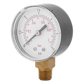 Water Pressure Meter, Dial Instrument 0-15Psi, 0-1Bar Manometer, for Air for Water