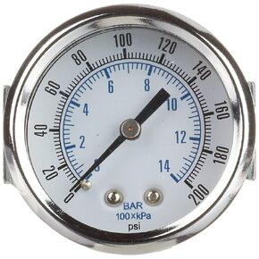 PIC Gauges 103D-204F U-Clamp Panel Mount Dry Pressure Gauge w/ Chrome Plated Steel Case, Brass Internals, Chrome Bezel, Plastic Lens, 2" Dial, 0/160 psi Range, 1/4" Male NPT
