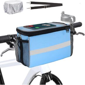 Bike Handlebar Bag, 7" Bike Phone Holder, Water-resistant Bike Basket, Bicycle Front Storage Bag, Bike Frame Bag for MTB Racing Road Bike, with Shoulder Strap and Rain Cover