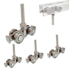 4 Wheel Rolley Assembly， Silent Rollers Wheel for 1-5/8" Wide and All 1-5/8" or Taller Rail Hanging Track, Track Roller Used for Barn or Shed Sliding Doors（4 Pack）