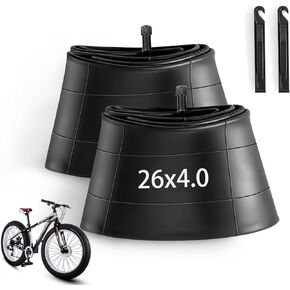 2 Pack 26 x 4.0 Fat Tire Tube Schrader Valve, Puncture Proof Bike Tubes for 26 x 4 Bicycle Tire, Butyl Rubber Inner Tube for EBike/Electric Bike/Mountain Bike