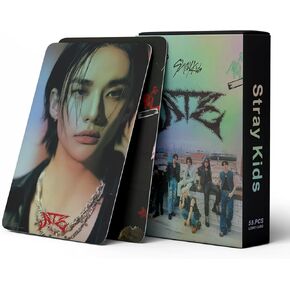 Stray Kids Photocard 55pcs KPOP Stray kids ATE LOMO Cards Album Photo Card Gift for Stray kids Fans Daugher, Black