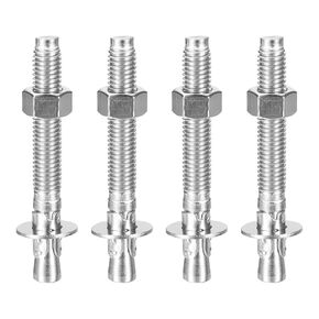 3/8" x 4-1/2" Wedge Anchors - 4Pack - Good for Cement and Concrete Wall - 345 Stainless Steel Zinc Plated Screw Bolt Nut Expansion Tube Fasteners