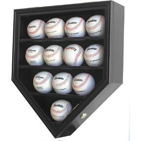 Baseball Display Case | Baseball Holders for Balls | Display Baseballs | 12 Ball Display Box | 96% Clear Antifade UV Protection | with Gold Locks for Homerun Autograph Ball | Small