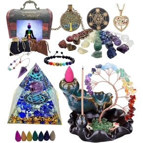 Chakra Set Healing Crystals Set, Natural Real Crystals and Healing Stones Set for Yoga, Meditation, Chakra Balancing, Wellness, Spiritual Protection, Calming, Good Luck Gifts for Women in Saudi Arabia