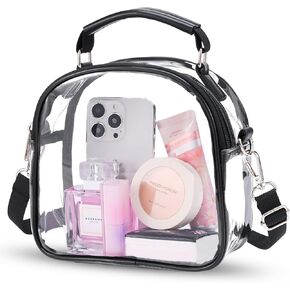 OMOUBOI Clear Bag for Stadium Events with Handle Clear Purses Crossbody Bag for Women Stadium Clear Bags for Concert, Festivals,Sporting Events (708 Black)