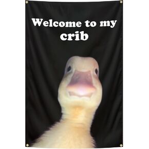 Generic مرحبًا بكم في My Crib Tapestry 2X3 Feet أعلام مضحكة مع 4 حلقات نحاسية للرجال كهف جدار الكلية ديكور غرفة النوم، في الهواء الطلق، والحفلات، أسود in Kuwait
