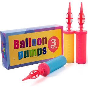 Balloon Pump Hand Held - 2Way Dual Action Balloon Inflator Pump, 3Pack, Friends can Help, Handheld Air Pump Portable Manual Balloons Inflators for Party Decorations