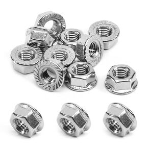Yinpecly 10PCS M8-1.25mm Serrated Flange Hex Lock Nuts 316 Stainless Steel Serrated Metric Hex Flange Lock Nuts for Automobiles, Motorcycles, Generators, Home Appliances Silver Tone