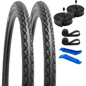 YunSCM 2-PCS 700C Road Bike Tires 700x40C/40-622 and 700C Heavy Duty Bike Tubes Schrader Valve and 2 Rim Strips Compatible with 700x38C 700x39C 700x40C 700x41C 700x42C Bike Tires and Tubes(P-1134)