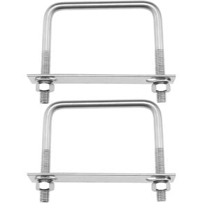 Create idea 2PCS Square U-Bolts M10 Thread 100mm Inner Width 100mm Length 304 Stainless Steel U-Shaped Clamp Bolt with Nuts and Plates for Vehicles Pipelines Buildings