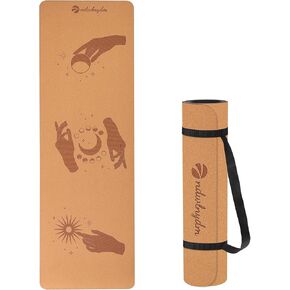 Cork Yoga Mat Sports Mat Natural Cork Environmental Protection TPE Anti Slip and Sweat-absorbing, Suitable for Yoga Pilates Meditation Indoor Fitness(72-Inch x 24-Inch x 5mm Thick)