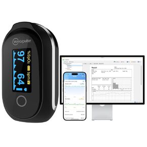 Continuous Pulse Oximeter Fingertip, Built-in Storage for 8*10 Hours, Rechargeable Blood Oxygen Saturation Monitor, Bluetooth O2 Sat Monitor Finger for Oxygen Tracking SpO2 and Pulse Rate with APP and PC Reports, Audio Reminder