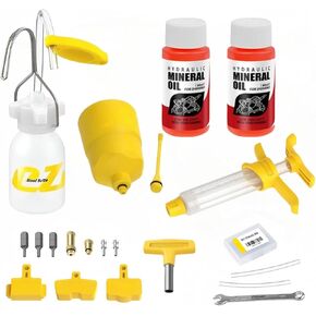Hydraulic Brakes Bleed Tool Kit for Mountain Bike - Bicycle Hydraulic Disc Brake Change Kits Repair Tools with Funnel Tube Screwdriver Wrench Adapter Filling Connector