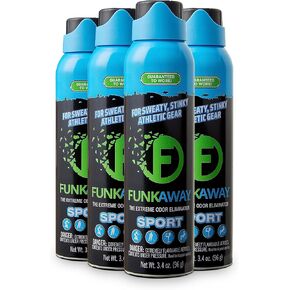 FunkAway Sport Aerosol Spray, 3.4 oz., 4 Pack, The Extreme Odor Eliminator Refreshes Shoes and Sports Gear, For Stuff You Can't Put In The Wash in Saudi Arabia