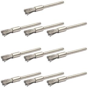 30Pcs Bristle Cleaning End Brushes Pen, 3mm Mandrel Wire Bushes Set, Rust Paint Removal Bits Polishing Rotary Tool Accessories, 1/5" x 1/8"