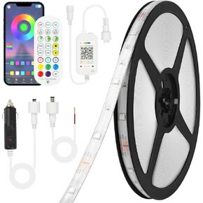 35ft LED Boat Lights Strip, IP68 Waterproof 12V Marine LED Strip with Remote & App Control - Color Changing, Music Sync, Smart Timer - Includes Cigarette Lighter Plug & DC Wire