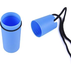 Blue Waterproof Float Diving Bottle Holder Storage Boxes with Lanyard for Kayak, Boat, Canoe, Swimming