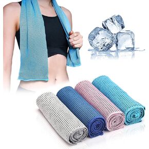 4Pack Cooling Towels (40"x 12") Soft Breathable Chilly Towel, Microfiber Ice Towel for Quick-Drying Sweat Rag & Sport Towel for Gym, Workout, Running, Golf & Yoga,Head and Neck Cooling Wraps