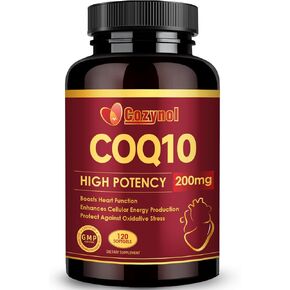 CoQ10 200mg Softgels with PQQ & Omega 3 Fish Oil, Maximum Absorption Coenzyme Q10, Powerful Antioxidant, Support for Heart & Energy Health, 120 Count