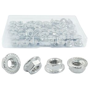 Murtenze 40Pcs M8 Serrated Flange Hex Nuts, 304 Stainless Steel Hexagon Flange Nuts, Bright Finish Hex Lock Nut (M8 x 1.25mm)