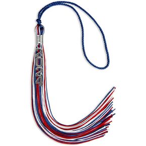 Endea Graduation Mixed Triple Color Tassel with Silver Stacked Date Drop (Black/Red/Silver, 2025)