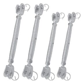 4PCS Stainless Steel Turnbuckle 1/4" 5/16", M6/M8 Jaw and Jaw Turnbuckles, 2100 lbs Working Load Limit, Closed Body Turnbuckle Jaw for Cables Wire Tensioner, Shade Sail, Yard Zipline