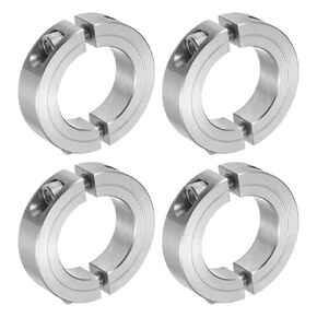 uxcell 4pcs Double Split Clamp-On Shaft Collar for 1-5/8" Shaft, Two-Piece Clamping Collar, 2-5/8" OD, 11/16" Thick, 304 Stainless Steel Axle Collar Clamp, Set Screw Style