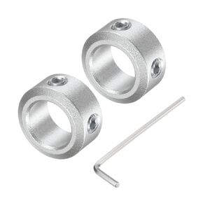 uxcell Set Screw Shaft Collar for 10mm Shaft, 2pcs Clamping Collars 16mm OD, 8mm Thickness, Aluminum Alloy Clamp-On Collar with M4 Set Screws and a Wrench