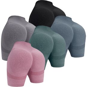 VOISEN Workout Shorts for Women,5 Piece Butt Lifting Yoga Shorts,Biker Shorts Tummy Control Spandex Shorts