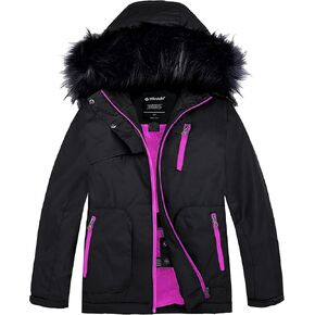 Wantdo Girl's Warm Snow Coat Waterproof Ski Jacket Windproof Winter Parka Insulated Fleece Rain Jackets