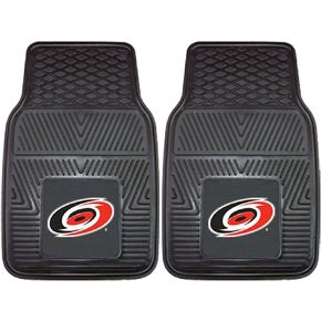 FANMATS 10530 Carolina Hurricanes طقم سجادة سيارة من الفينيل شديد التحمل مكون من قطعتين، سجادات أرضية الصف الأمامي، حماية من جميع الأحوال الجوية، ملاءمة عالمية، تصميم خزان عميق