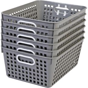 Really Good Stuff Large Plastic Book Baskets, 13¼" by 10" by 5½" - Single, Yellow Classroom Library Organizer, Toy Storage, Multi-Purpose Organizer Basket