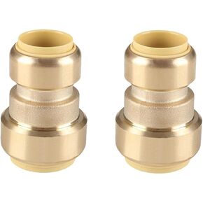 (Pack of 2) Push Fit 3/4" x 1/2" Reducing Coupling, Push-to-Connect Plumbing Fitting for Copper, Pex, CPVC, Certified