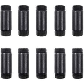 10 Pack 3/4 Inches x 2 Inches Black Malleable Steel Nipples Fitting, DIY Steampunk Industrial Vintage Style.