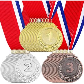 36 Pieces Award Medals 1st 2nd 3rd (Gold, Silver, Bronze) Metal Style Winner with Neck Ribbon, 2 Inches