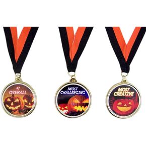 Halloween Party Trophy Award Medals for Pumpkin Carving or Costume Contest, Set of 3