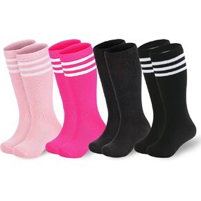 American Trends Kids Soccer Socks for Toddler Boys Girls Knee High Socks Stripes Cotton Sport Long Tube Sock 1-9 Years