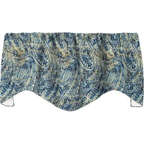 Valances for Valance Curtains - Use for Living Room Curtains, Valances for Living Room - Also Kitchen Curtains, Kitchen Window Treatments, Swag Short Curtains Blue and Brown Paisley Valences 53" x 18"