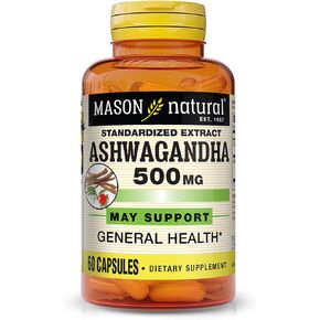 MASON NATURAL, Ashwagandha 500 mg, Adaptogens for Men and Women, Herbal Supplement, 60 Day Supply