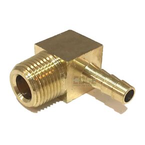 1/4" Hose ID to 3/8" Male NPT MNPT 90 Degree Brass Elbow Fitting Fuel / AIR / Water / Oil / Gas / WOG (Qty 01)