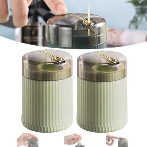 2pcs New Toothpick Holder Dispenser Toothpick Container Storage Box, Portable Creative Pop Up Toothpick Dispenser-light green
