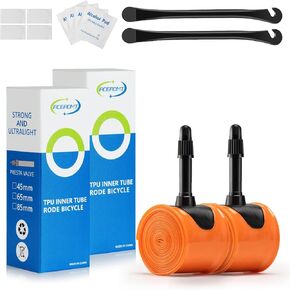 2-Pack ACEROMT TPU Inner Tube 700c x 18c-32c with 45mm 65mm 85mm Presta Valves, 28g Lightweight 700c Bike Tube TPU Portable Spare Bike Tube with Bike Tire Levers and Bike Tire Patch Kit