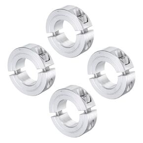 uxcell 4pcs Double Split Clamp-On Shaft Collar for 7/8" Shaft, Two-Piece Clamping Collar, 1-5/8" OD, 1/2" Thickness, Aluminum Alloy Set Screw Split Collar Clamp