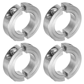 uxcell 4pcs Double Split Clamp-On Shaft Collar for 1-1/8" Shaft, Two-Piece Clamping Collar, 1-7/8" OD, 1/2" Thick, 304 Stainless Steel Axle Collar Clamp, Set Screw Style