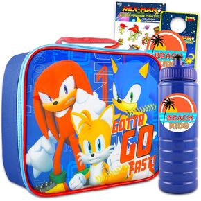Game Party Sonic the Hedgehog Lunch Box for Boys - Bundle with Sonic Lunch Bag Plus Stickers, Water Bottle, More | Sonic the Hedgehog Lunch Container Set
